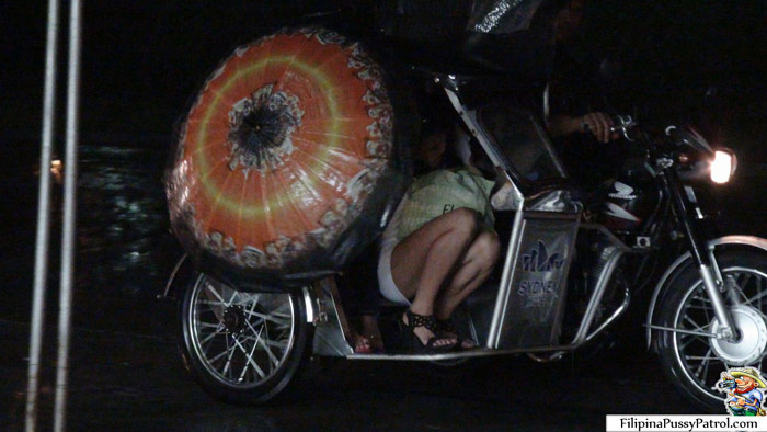 Surprised by Three Filipina girls exiting a trike