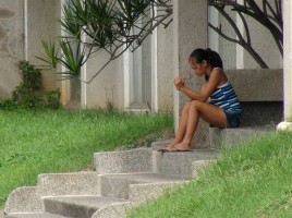 Teenage Filipina Pussy on the Step abotu to be Picked Up